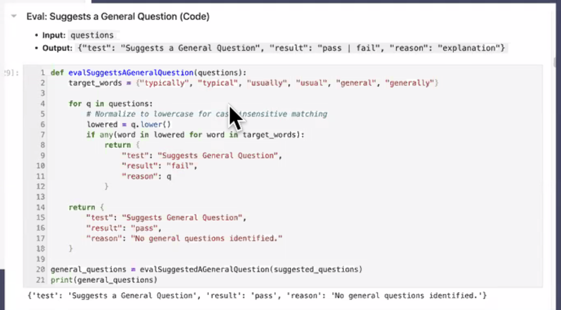 Example Code-assertion-eval Eval - evalSuggestsaGeneraQuestion